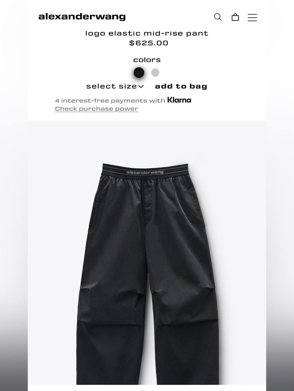 Alexander Wang Black Elastic-Waist Jogger Pants